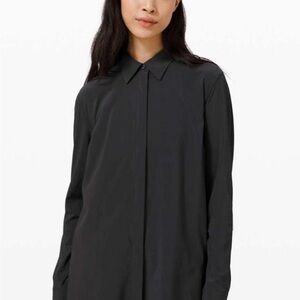Lululemon On The Move Button Down Shirt Lightweight Stretch Relaxed Fit Size 10
